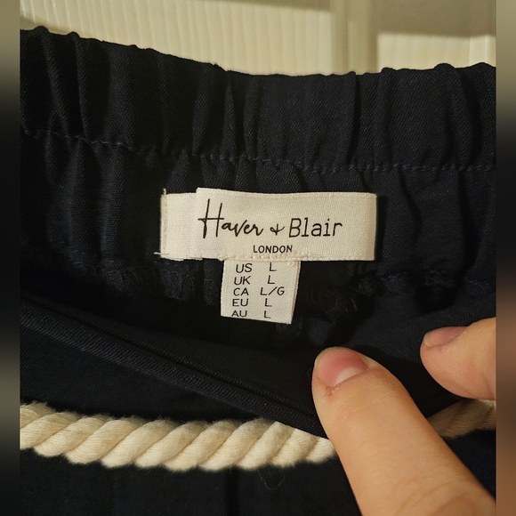 Haven and Blair NWT Navy Pull On Wide Leg Cropped Size L - Picture 3 of 8